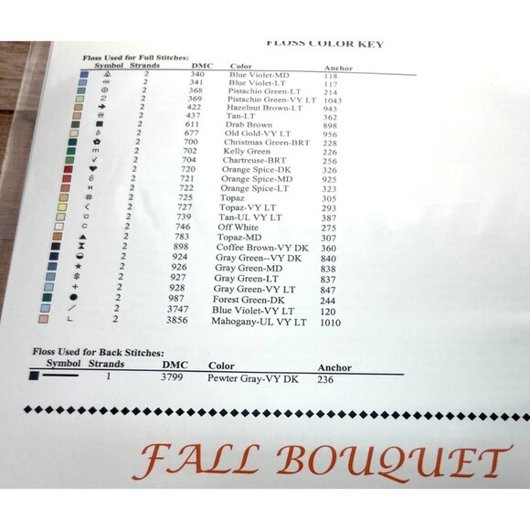 Fall Bouquet Counted Cross Stitch Kit By Vickery Collection - Picture 3 of 3